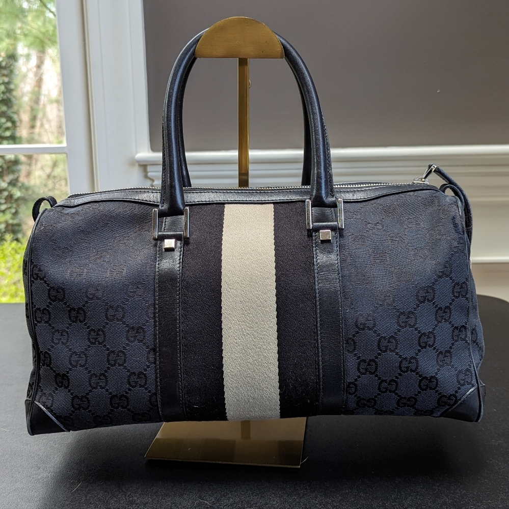 Gucci Boston 30 Canvas with Black and Cream